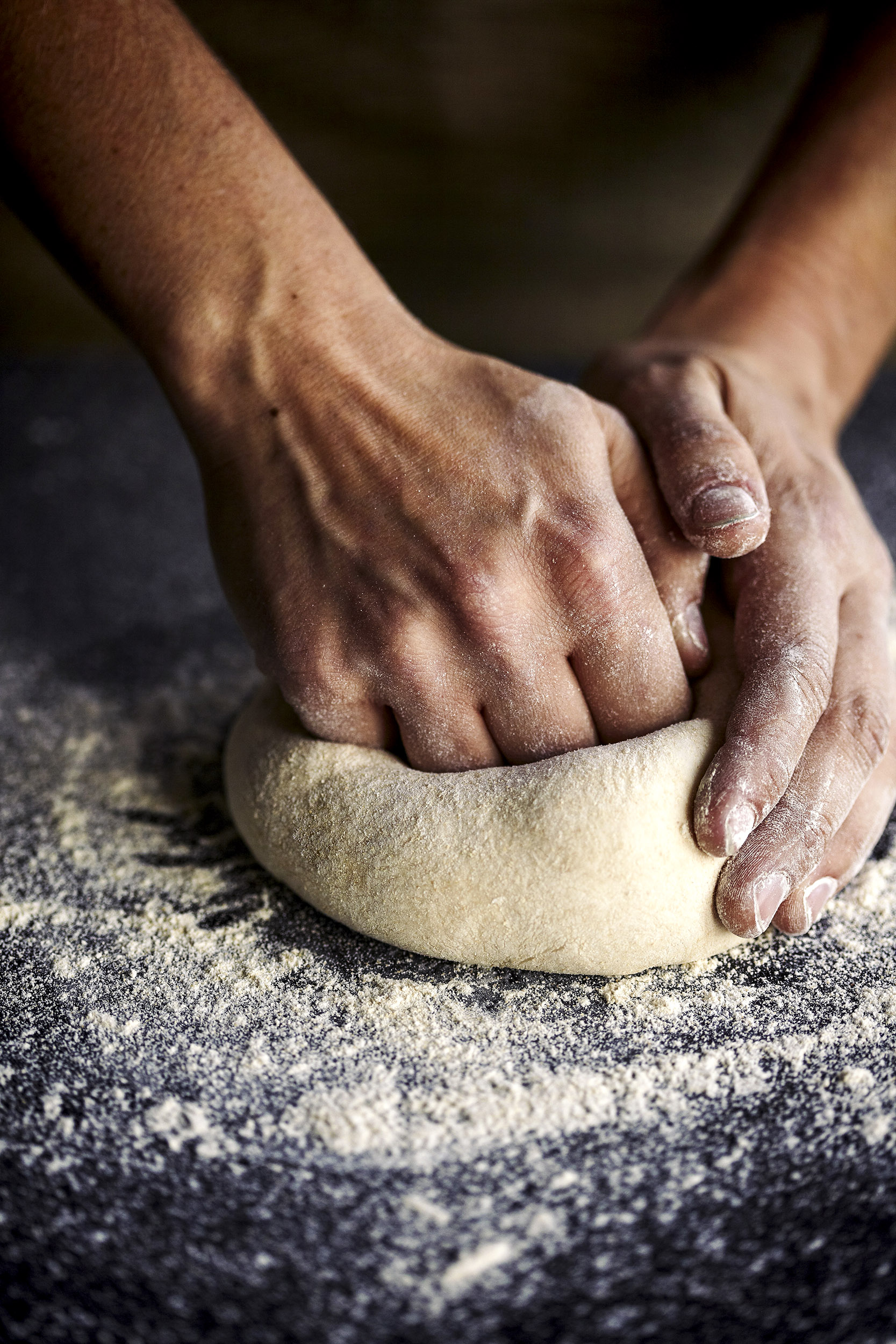 Katie Newburn | San Francisco Bay Area Food and Lifestyle Photographer | Hand kneading dough